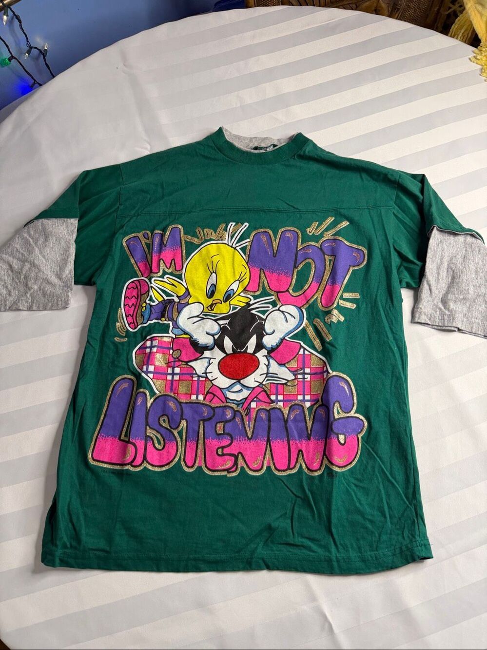 Looney Tunes Freeze Vintage Tweety Sylvester I’m Not Listening T-Shirt Size XL